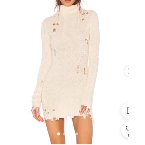 Lovers + Friends Wool Keeney Distressed Turtleneck Sweater Dress Knit sz XS - Picture 1 of 8